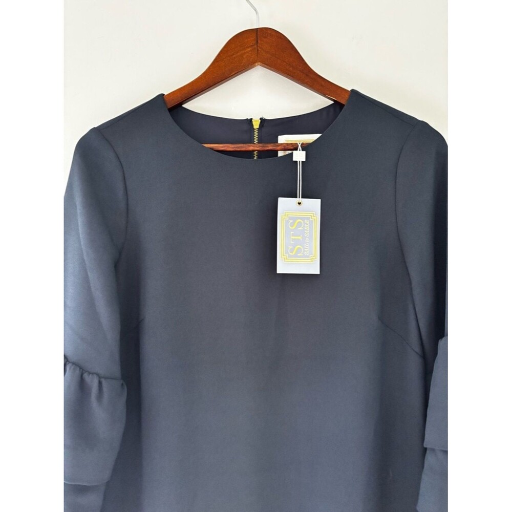 Sail to Sable Navy Ruffle Sleeve Dress Classic Chic Preppy Size 6 - Picture 3 of 8